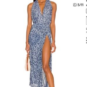 Vix Paula Hermanny Grey Leopard Print Karina Long cover up- Size M